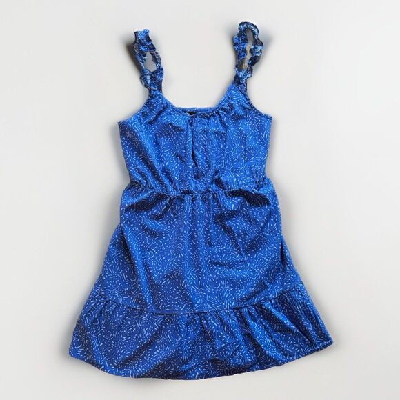 Banana Republic Dress Blue Summer Dress Mini Ruffle Size Medium Petite Casual - Picture 1 of 9
